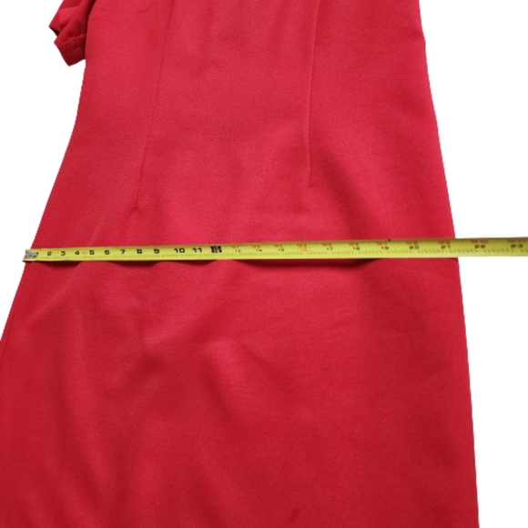 Vintage Hanes Signature Collection Short Sleeve Red Light Polyester Midi Dress ♥ - Picture 2 of 8